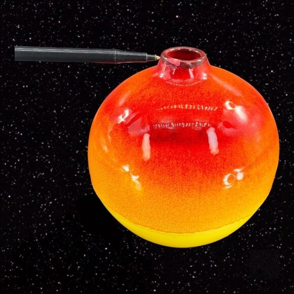 Crate And Barrel Roy Vase Ceramic Lava Glaze Made In Thailand Round Bottom - Picture 12 of 13